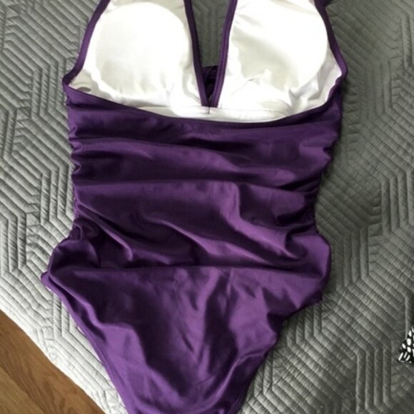 Purple Halter One Piece swim suit, size large - Picture 2 of 3